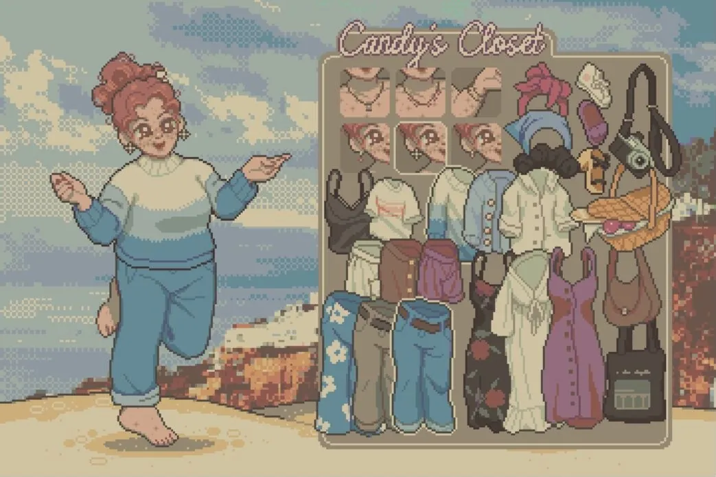 Dress Designer Online gameplay: blue knit sweater and jeans